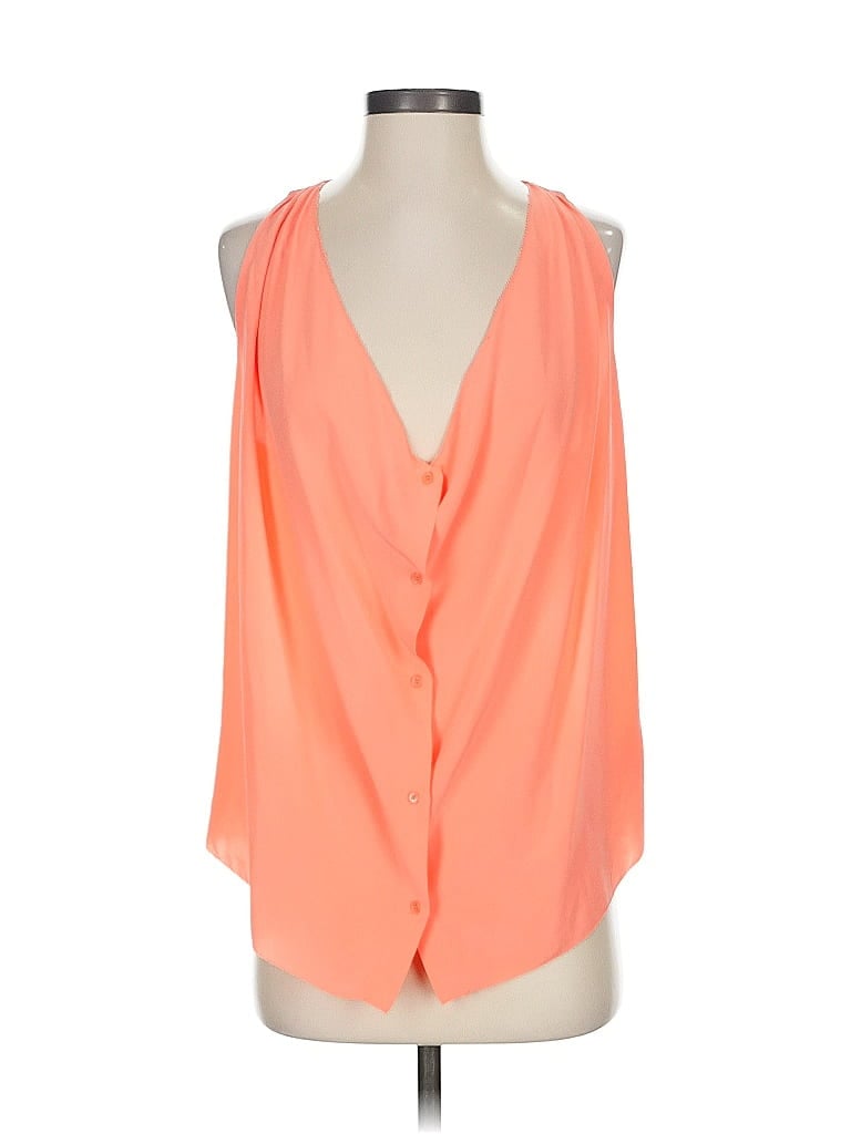 Pre-owned Wilfred Sleeveless Silk Top Orange Plunge Neckline Tops