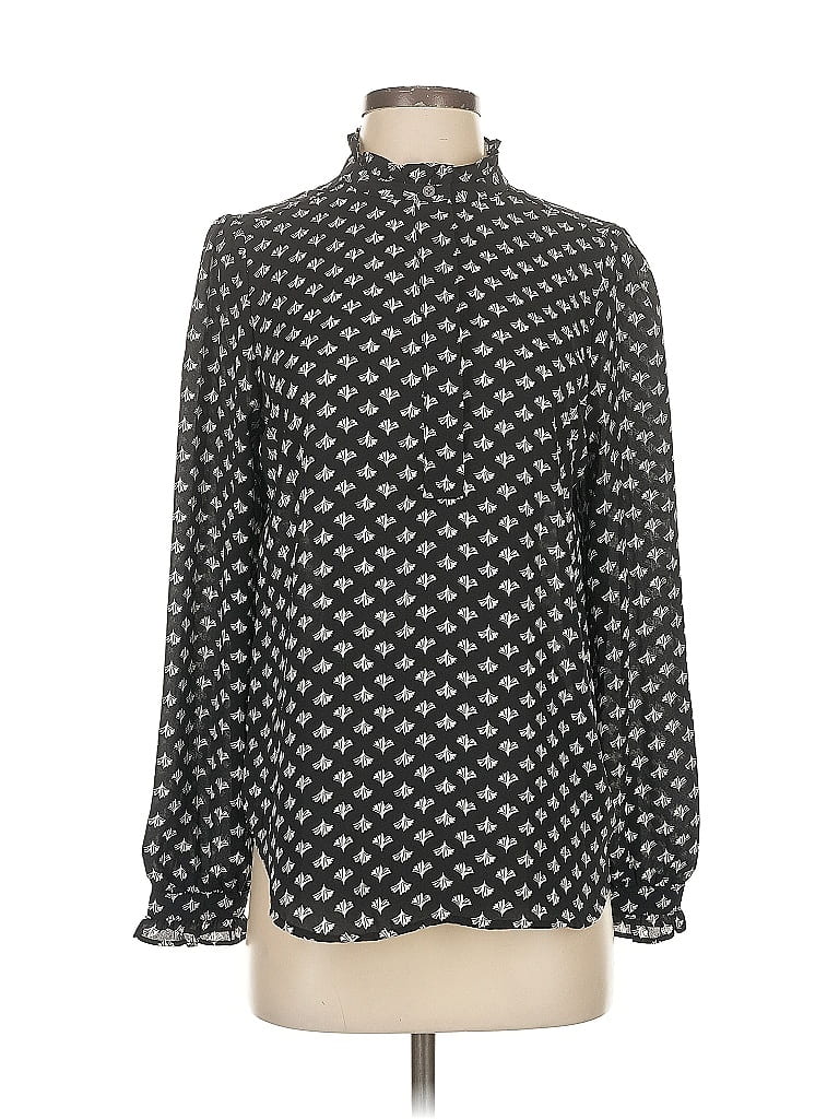 Pre-owned Ann Taylor Loft Long Sleeve Blouse In Black