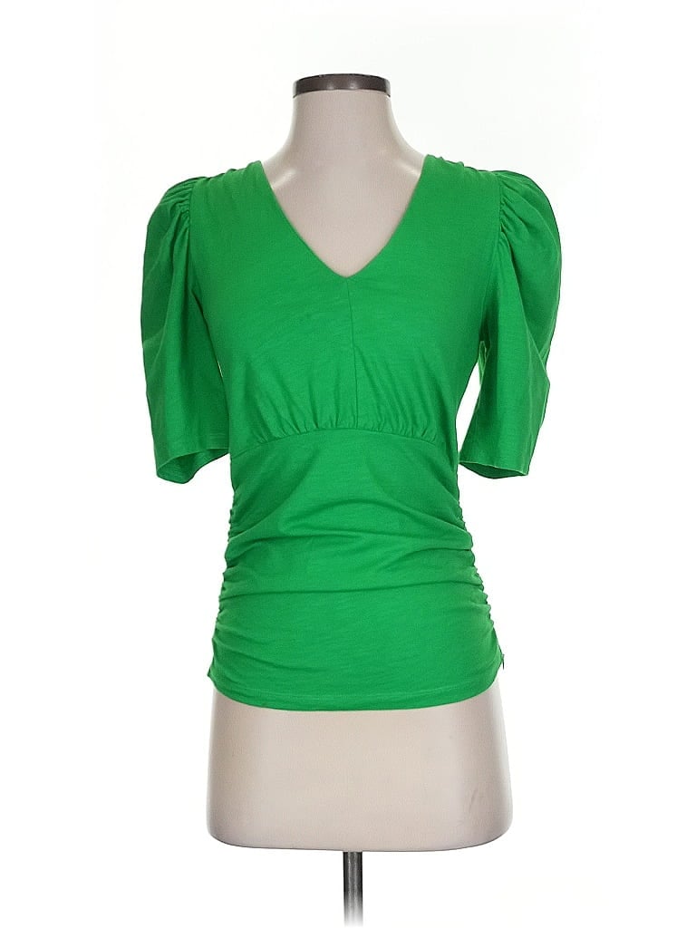 Pre-owned Inc International Concepts Short Sleeve Top Green Sweetheart Neckline Tops