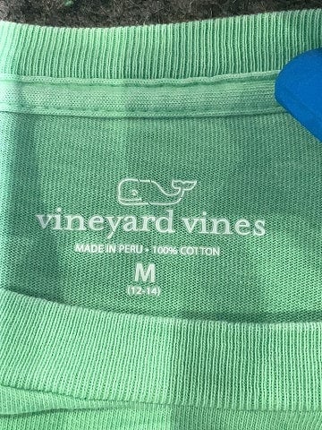 Vineyard Vines 100% Cotton Green Short Sleeve T-Shirt Size 12 - 14