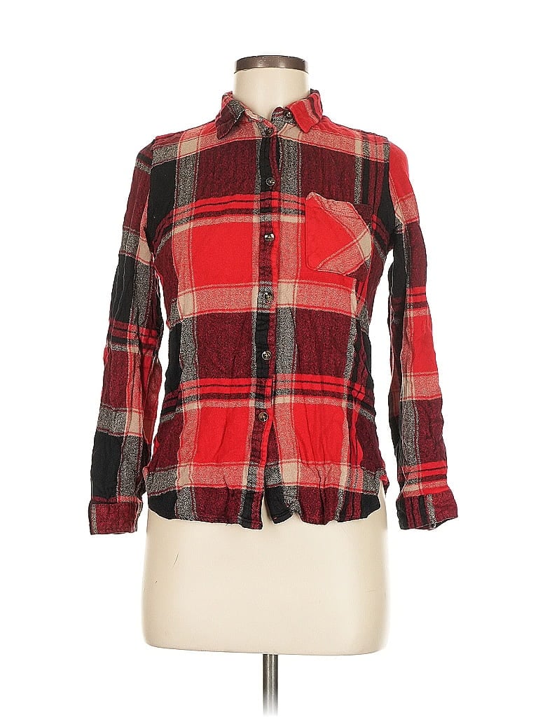 Pre-owned Altar'd State Long Sleeve Button Down Shirt In Red