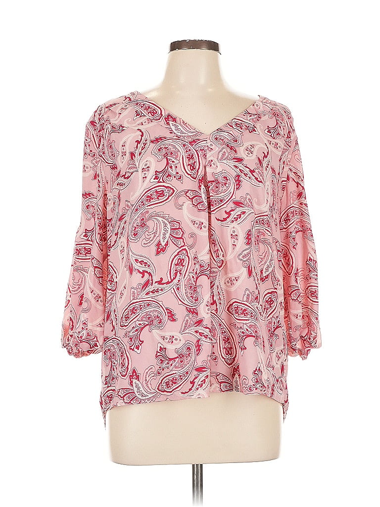 Pre-owned Soho Jeans New York & Company 3/4 Sleeve Blouse In Pink