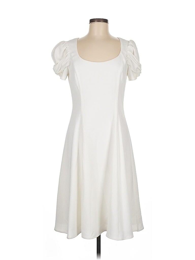 Black Halo Solid Ivory Casual Dress Size 8 - photo 1
