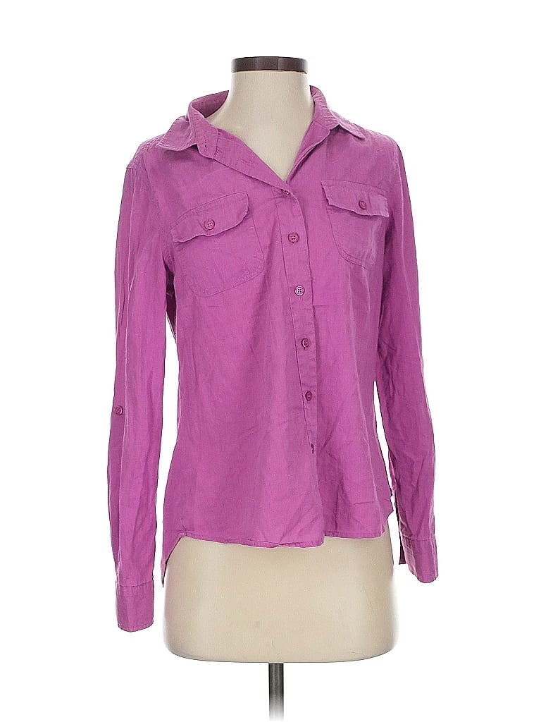 Pre-owned Per Se Long Sleeve Blouse In Purple