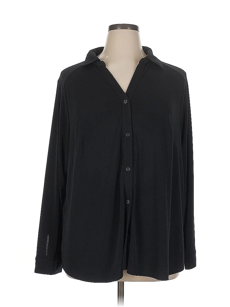 Pre-owned Adrianna Papell Long Sleeve Blouse In Black