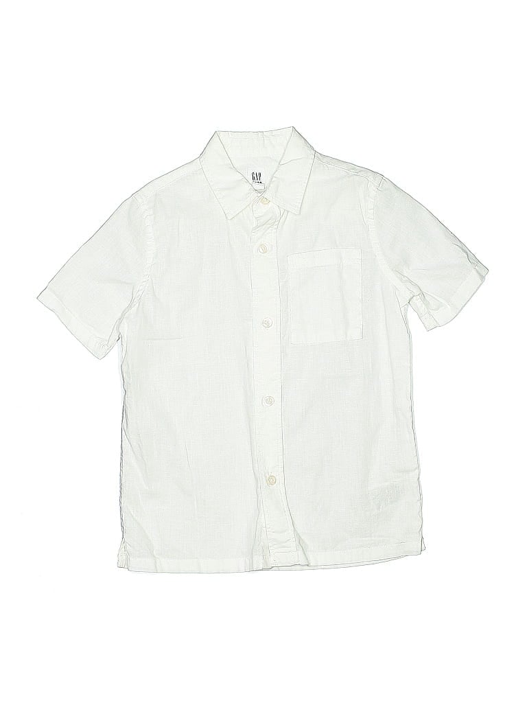 Pre-owned Gap Kids' Short Sleeve Button Down Shirt In White