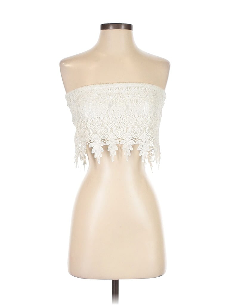 Pre-owned Paper Heart Sleeveless Top White Strapless Neckline Tops