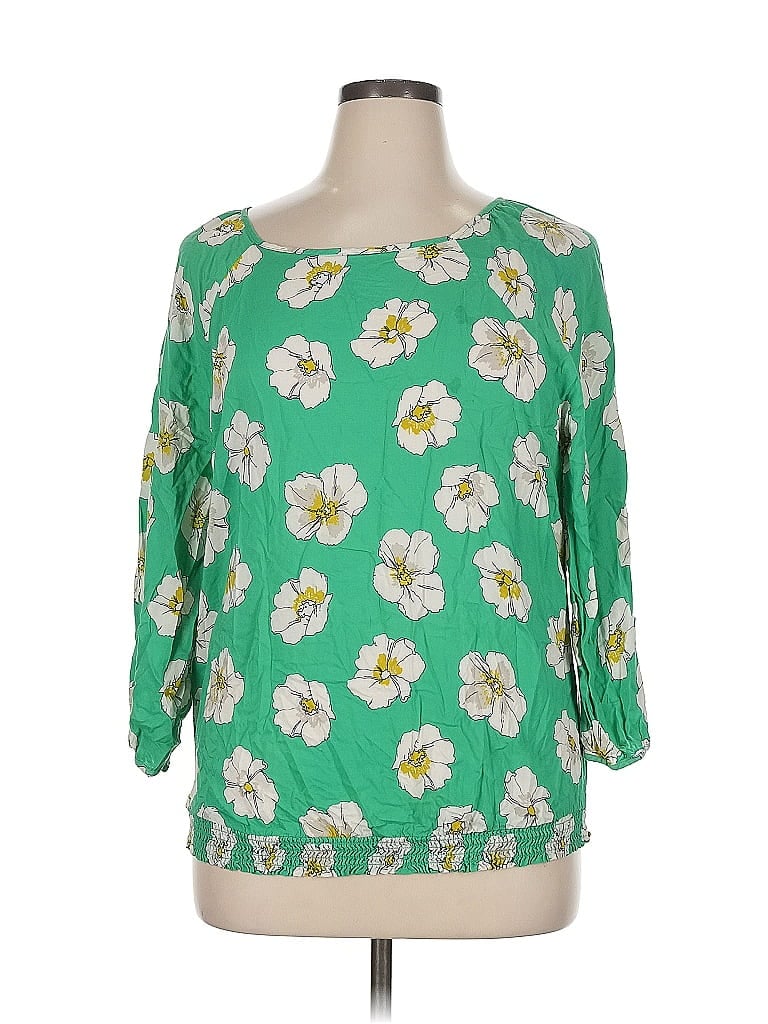 Pre-owned Old Navy 3/4 Sleeve Blouse In Green