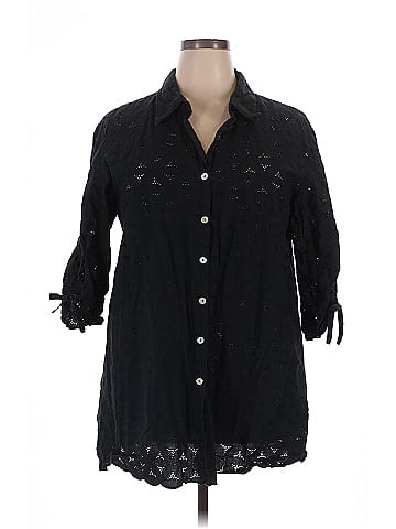 Susan Graver 3/4 Sleeve Button-Down Shirt (view 1)