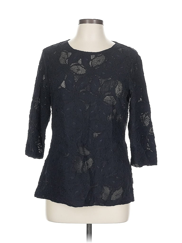 Pre-owned Worth New York 3/4 Sleeve Top Black Boatneck Tops