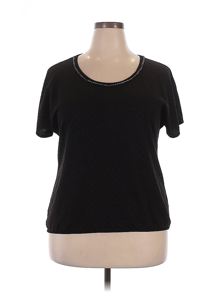 COLDWATER CREEK Pre-owned Short Sleeve Top Black Scoop Neck Tops