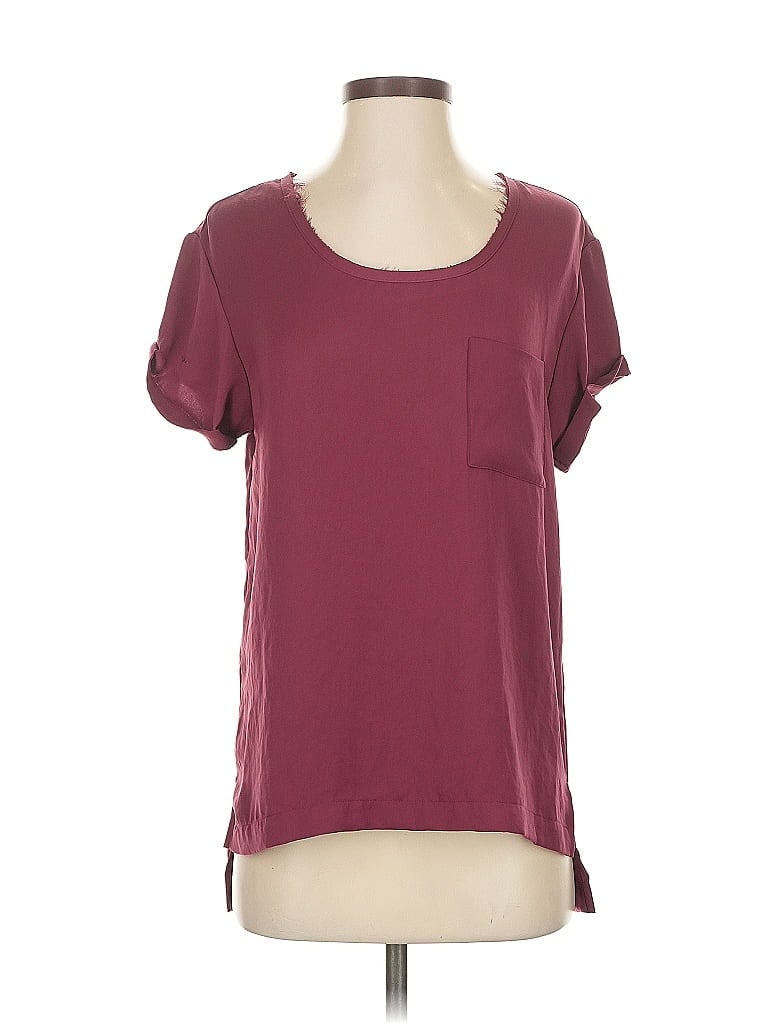 Pre-owned Rag & Bone Short Sleeve Top Burgundy Scoop Neck Tops