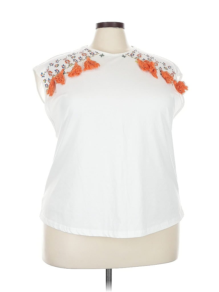 Pre-owned Shein Curve Short Sleeve Top White Mock Neckline Tops
