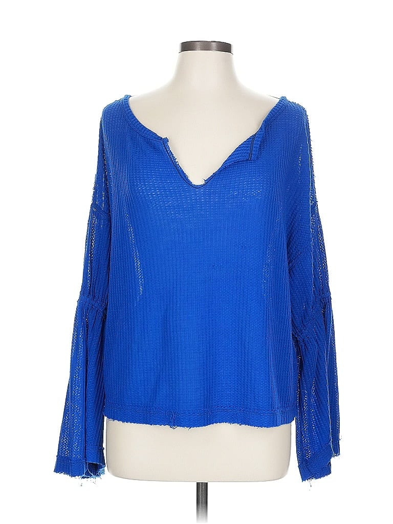 Pre-owned We The Free Long Sleeve Blouse In Blue