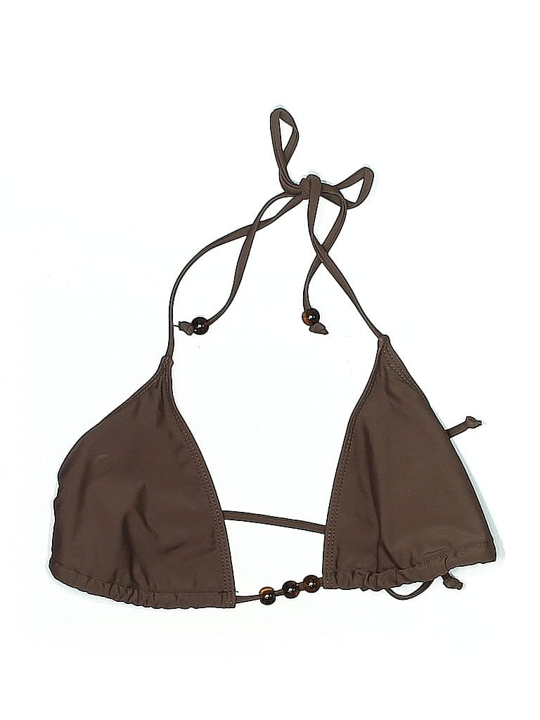 Pre-owned Unbranded Swimsuit Top Brown Solid Pattern Swimwear