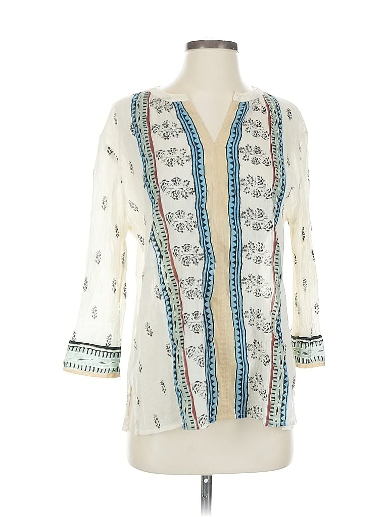 Pre-owned Sundance 3/4 Sleeve Blouse In White