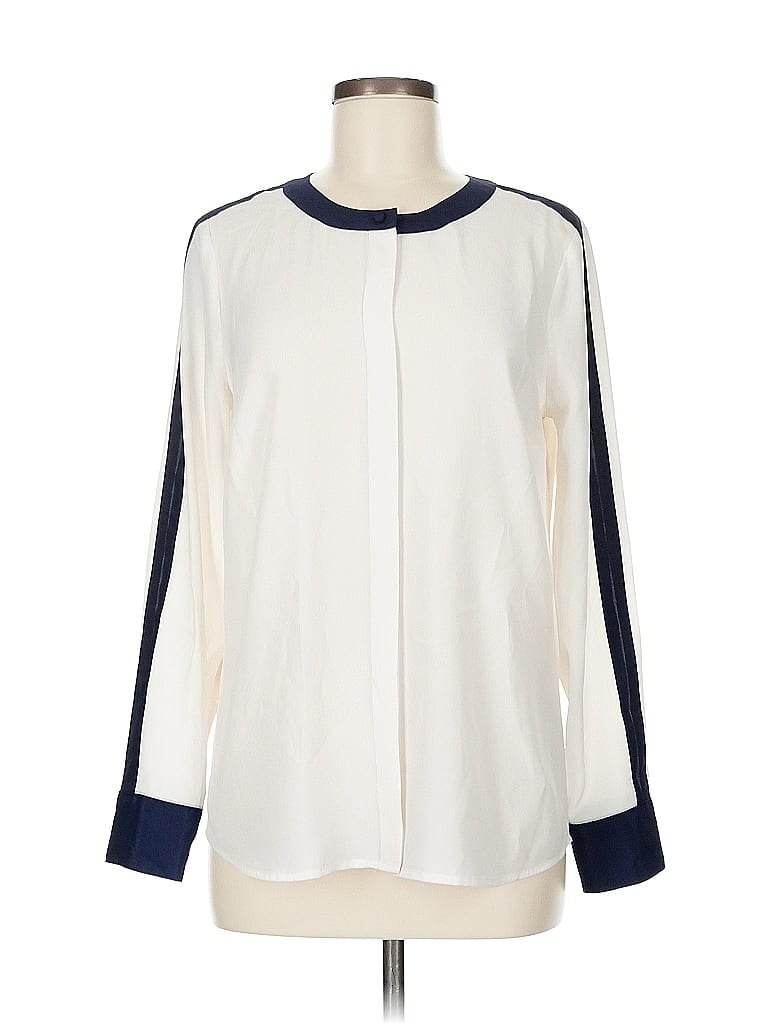 Pre-owned J.crew Factory Store Long Sleeve Blouse In White