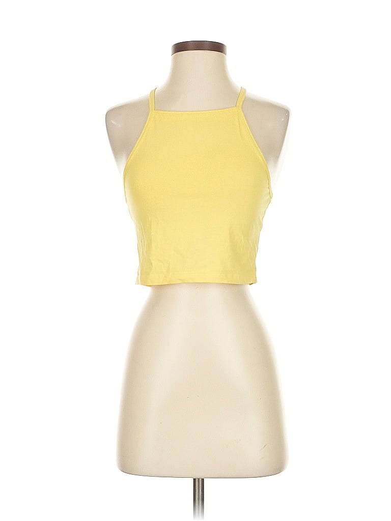 Pre-owned Divided By H&m Tank Top Yellow Halter Neckline Tops