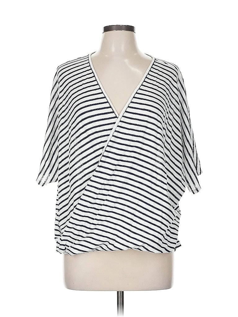 Pre-owned Eri + Ali Short Sleeve Blouse In White
