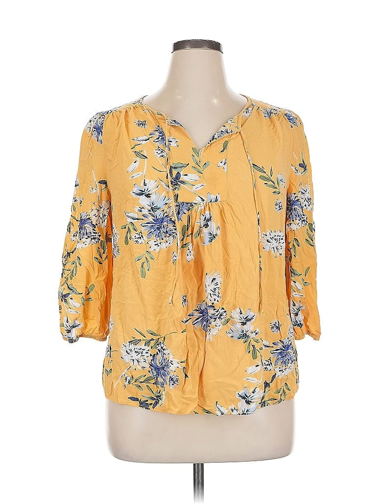 Pre-owned St. John's Bay 3/4 Sleeve Blouse In Yellow