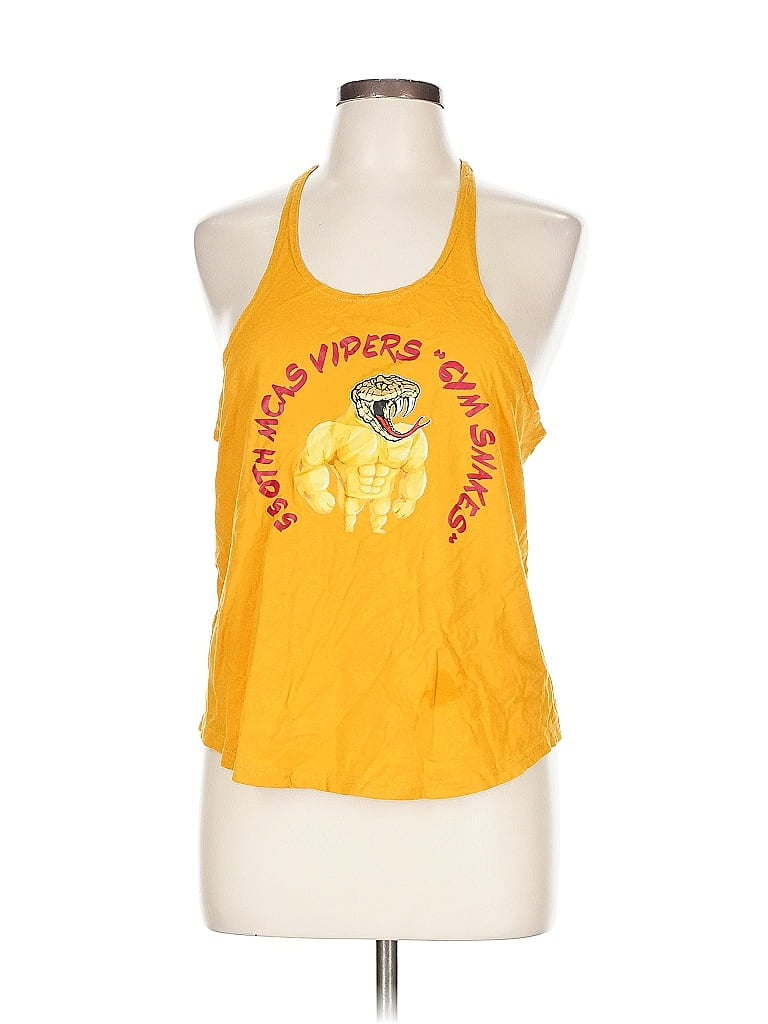 Pre-owned Unbranded Tank Top Yellow Halter Neckline Tops