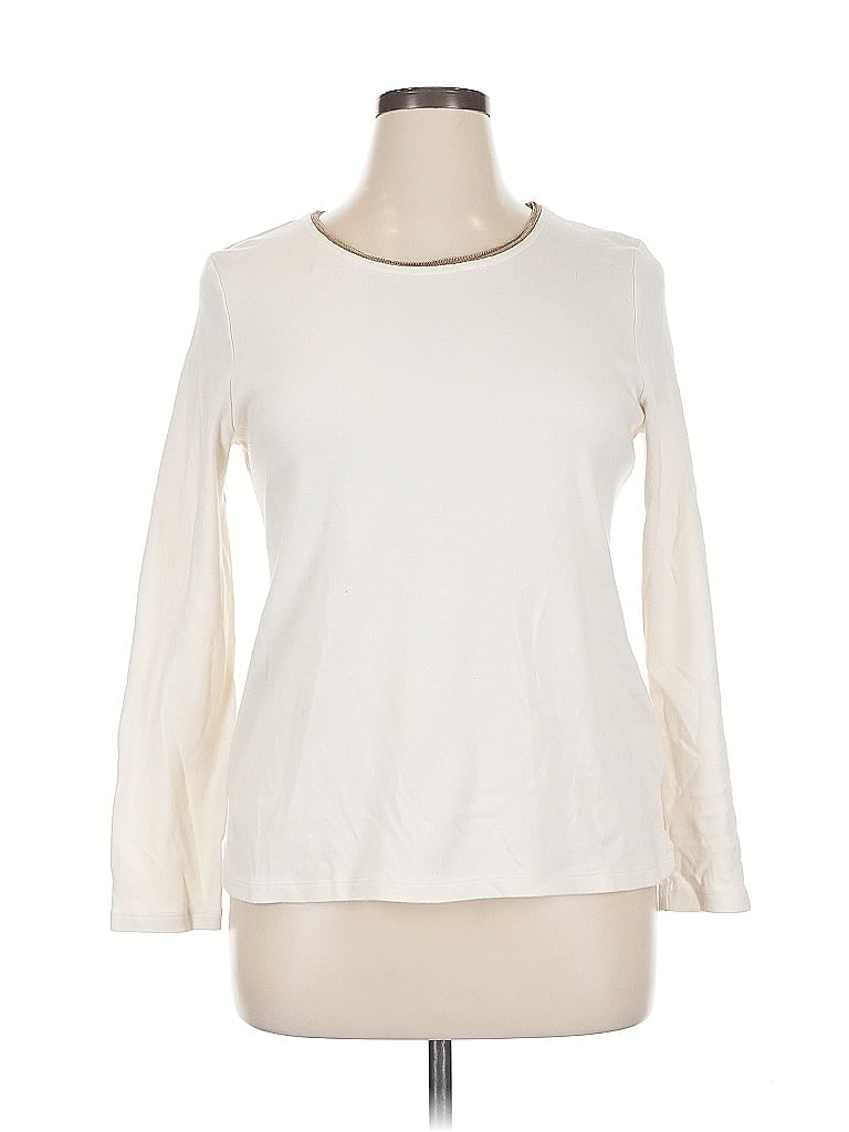 Pre-owned Talbots Outlet Long Sleeve Top Ivory Crew Neck Tops In White