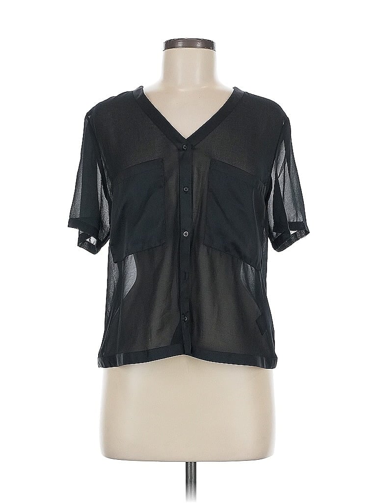 Pre-owned Mossimo Short Sleeve Blouse In Black
