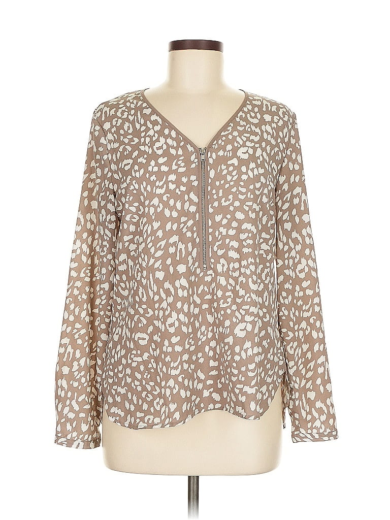 Pre-owned Apt. 9 Long Sleeve Blouse In Brown