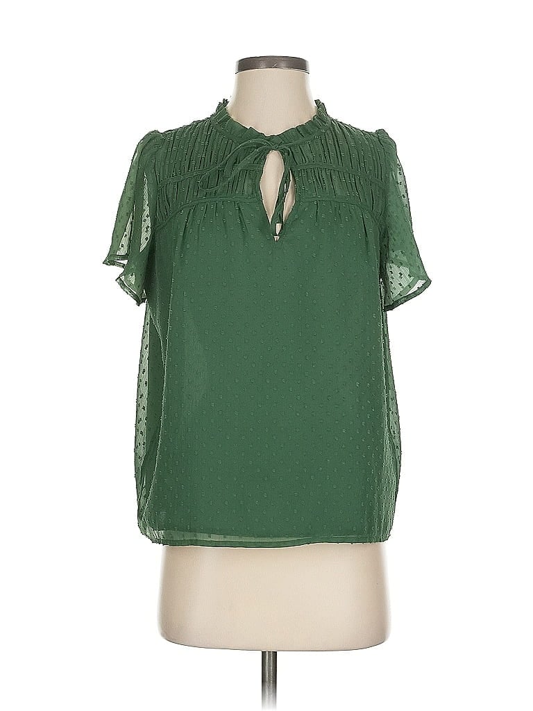 Pre-owned Ann Taylor Loft Short Sleeve Blouse In Green