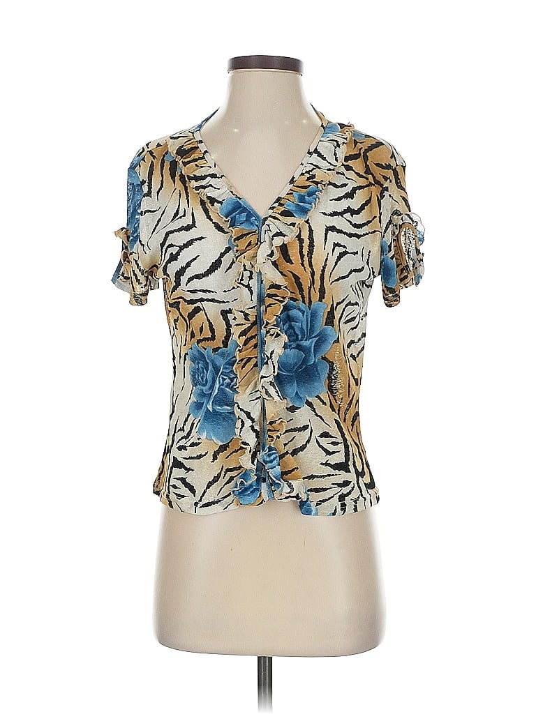 Pre-owned Assorted Brands Short Sleeve Blouse In Brown