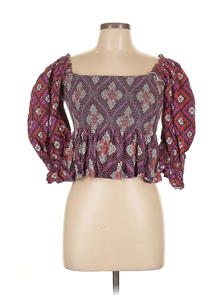 Pre-owned Conditions Apply 3/4 Sleeve Blouse In Purple