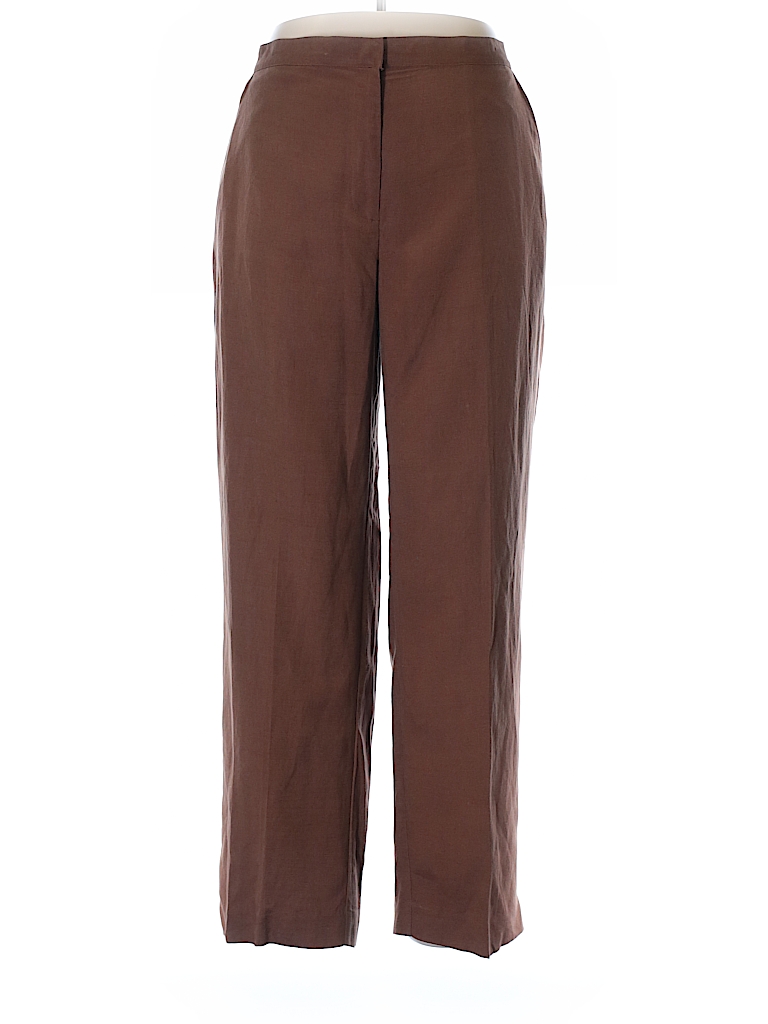 Ruby Rd. Solid Brown Linen Pants Size 16 - 75% off | thredUP