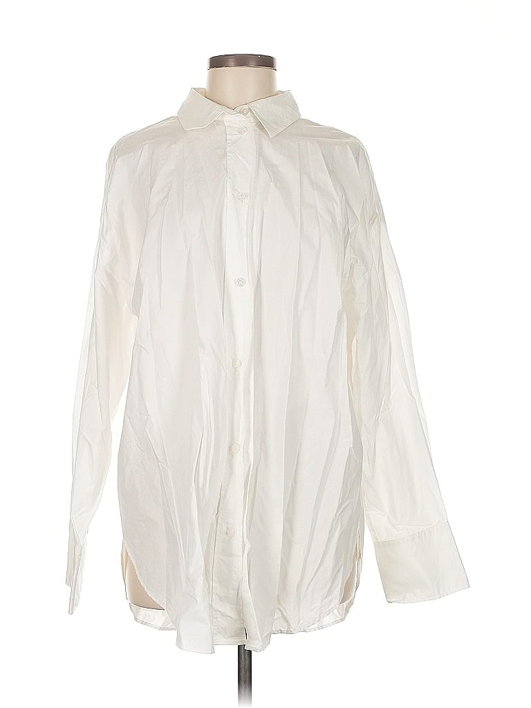 Pre-owned H&m Long Sleeve Button Down Shirt In White