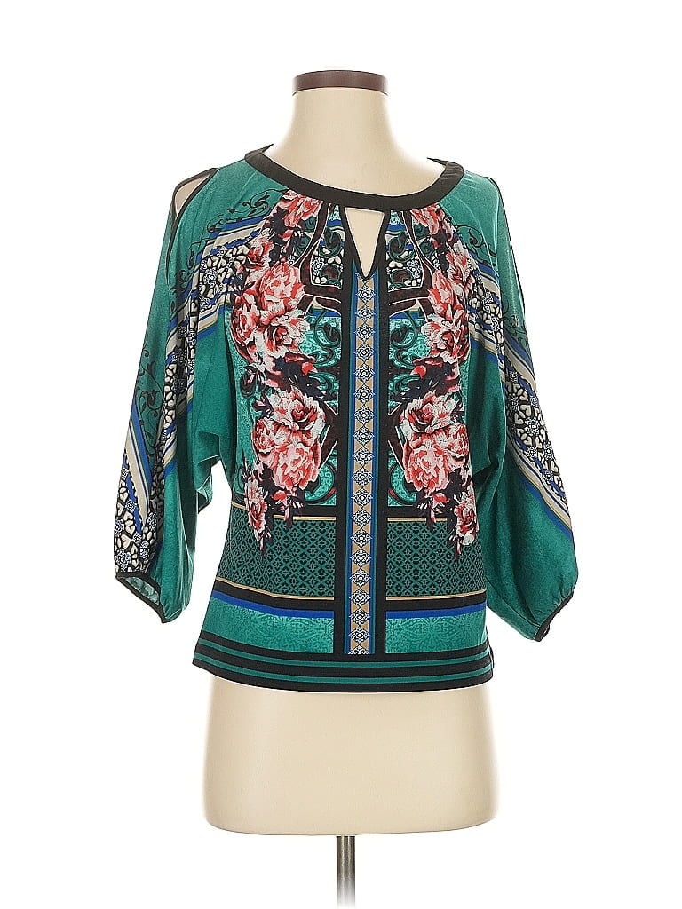 Pre-owned 7th Avenue Design Studio New York & Company 3/4 Sleeve Blouse In Blue