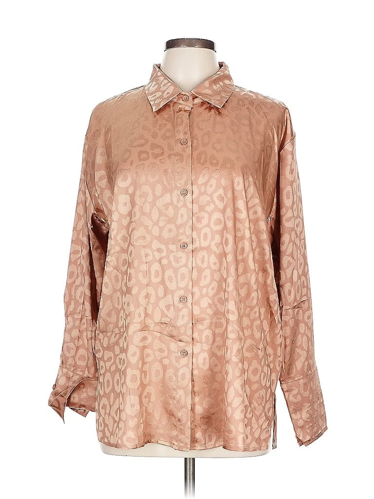 Pre-owned Pink Lily Long Sleeve Blouse In Brown
