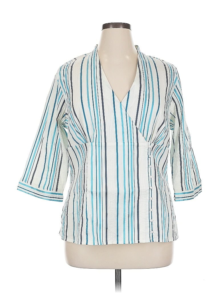 Pre-owned Lane Bryant 3/4 Sleeve Blouse In Blue