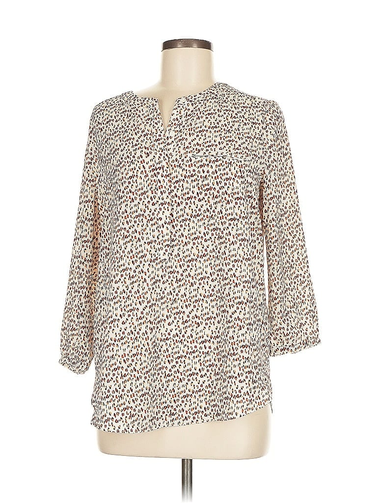 Pre-owned Nydj 3/4 Sleeve Blouse In White