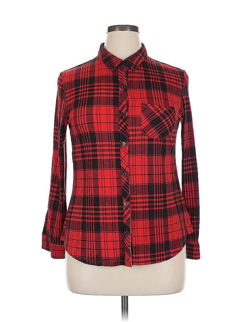 Pre-owned Dna Couture Long Sleeve Blouse In Red