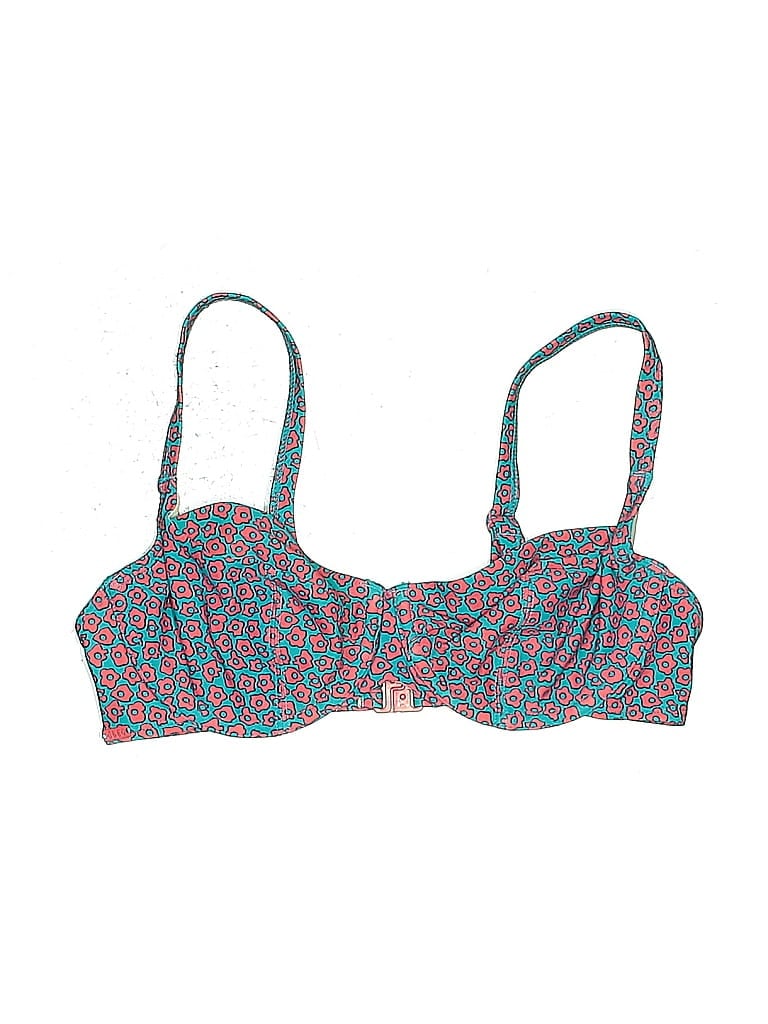 Click to view more detailed imagery on our partner's website Pre-owned Cleo Swimsuit Top Teal Paisley Pattern Swimwear In Blue