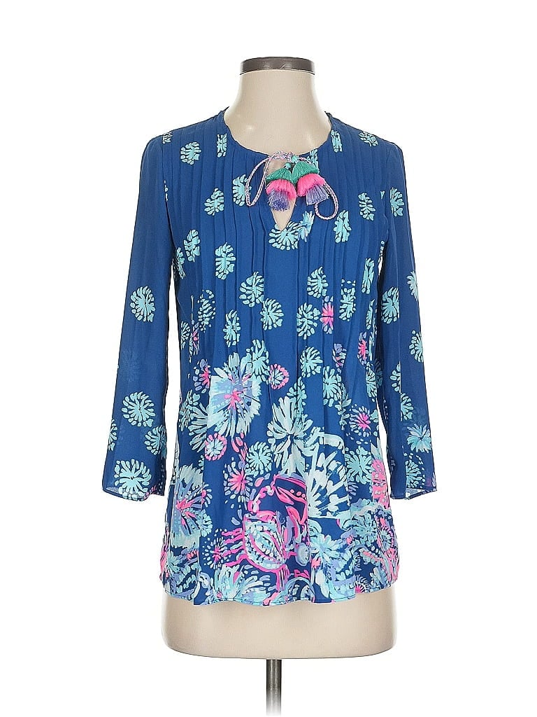 Pre-owned Lilly Pulitzer 3/4 Sleeve Blouse In Blue