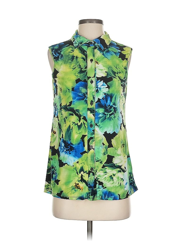 DRESSBARN Pre-owned Sleeveless Button Down Shirt In Green