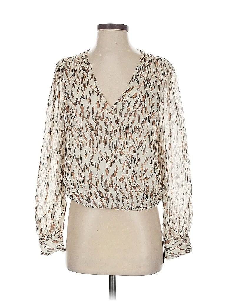 Pre-owned Lush Long Sleeve Blouse In White