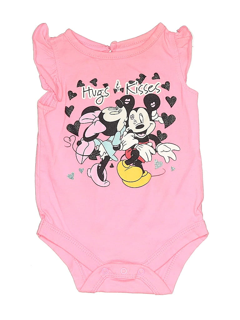 Click to view more detailed imagery on our partner's website Pre-owned Disney Baby Babies' Short Sleeve Onesie In Pink