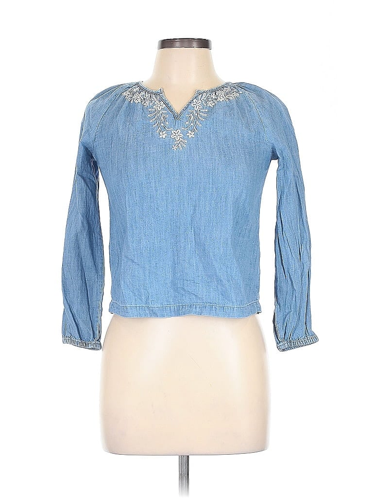 Pre-owned Gap 3/4 Sleeve Blouse In Blue