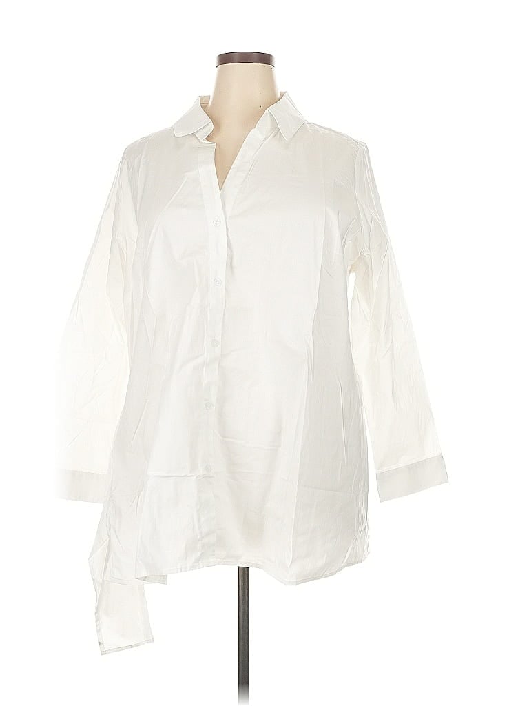 Click to view more detailed imagery on our partner's website Pre-owned Truth + Style 3/4 Sleeve Button Down Shirt In White