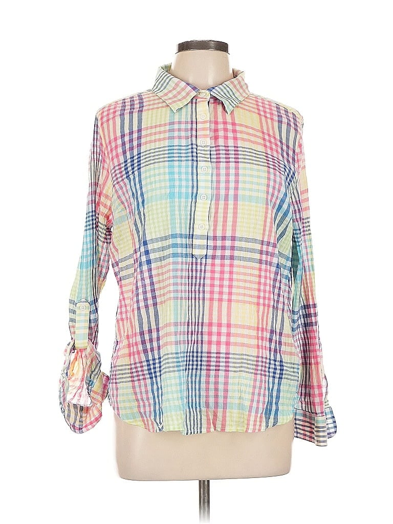 Pre-owned Talbots Outlet Long Sleeve Button Down Shirt In Blue