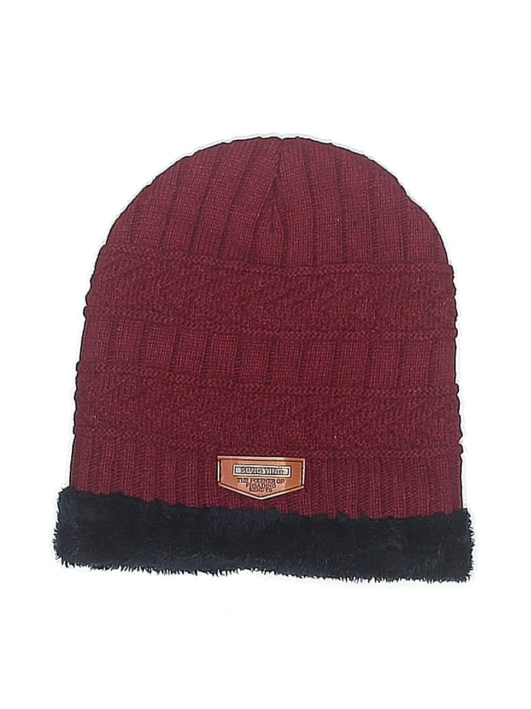 Pre-owned Assorted Brands Beanie Hat In Burgundy