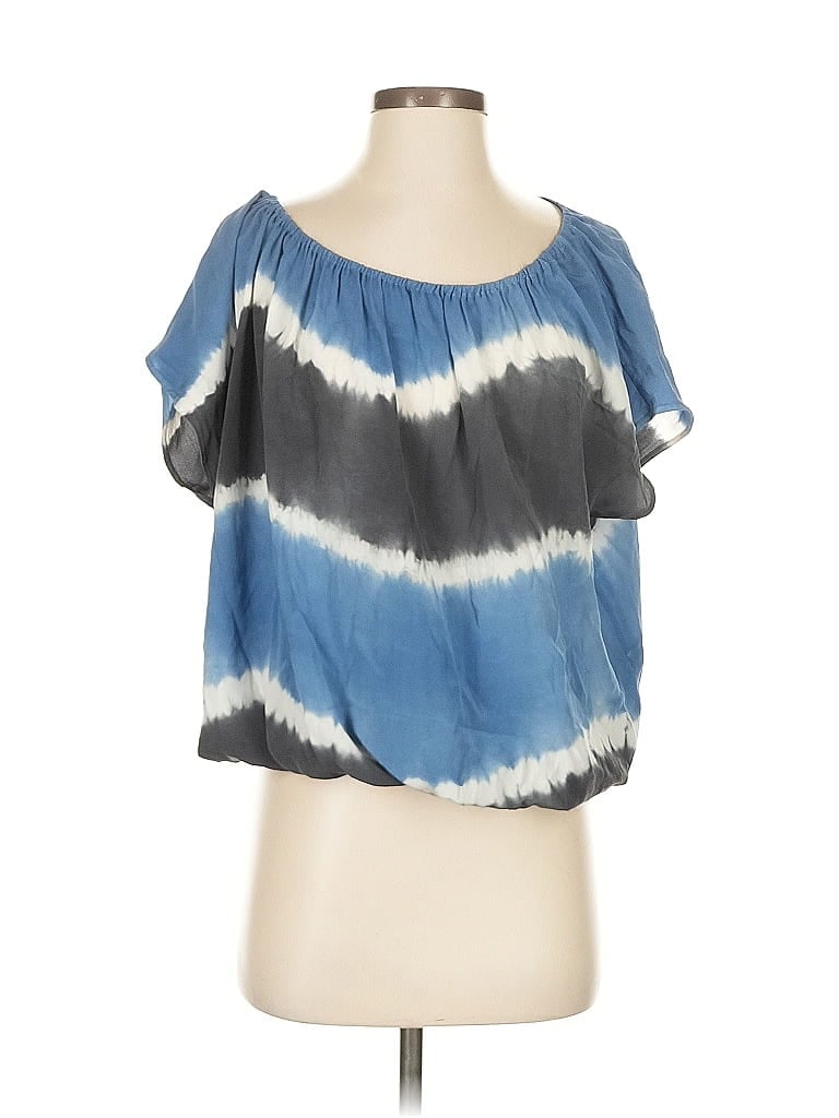 Pre-owned Joie Short Sleeve Top Blue Cold Shoulder Neckline Tops