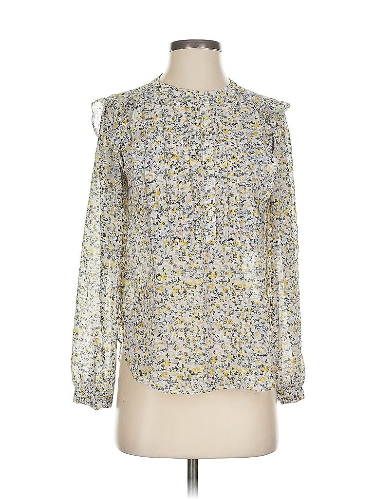 Pre-owned Ann Taylor Loft Long Sleeve Blouse In Yellow