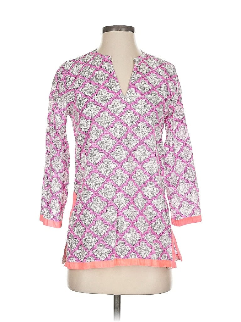Pre-owned Roberta Roller Rabbit 3/4 Sleeve Blouse In Pink